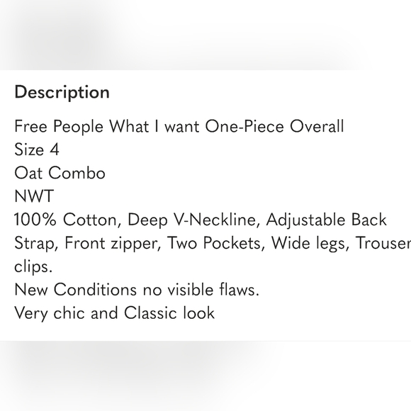 Free People What I want One Piece Overall Size 4 NWT - Picture 12 of 16